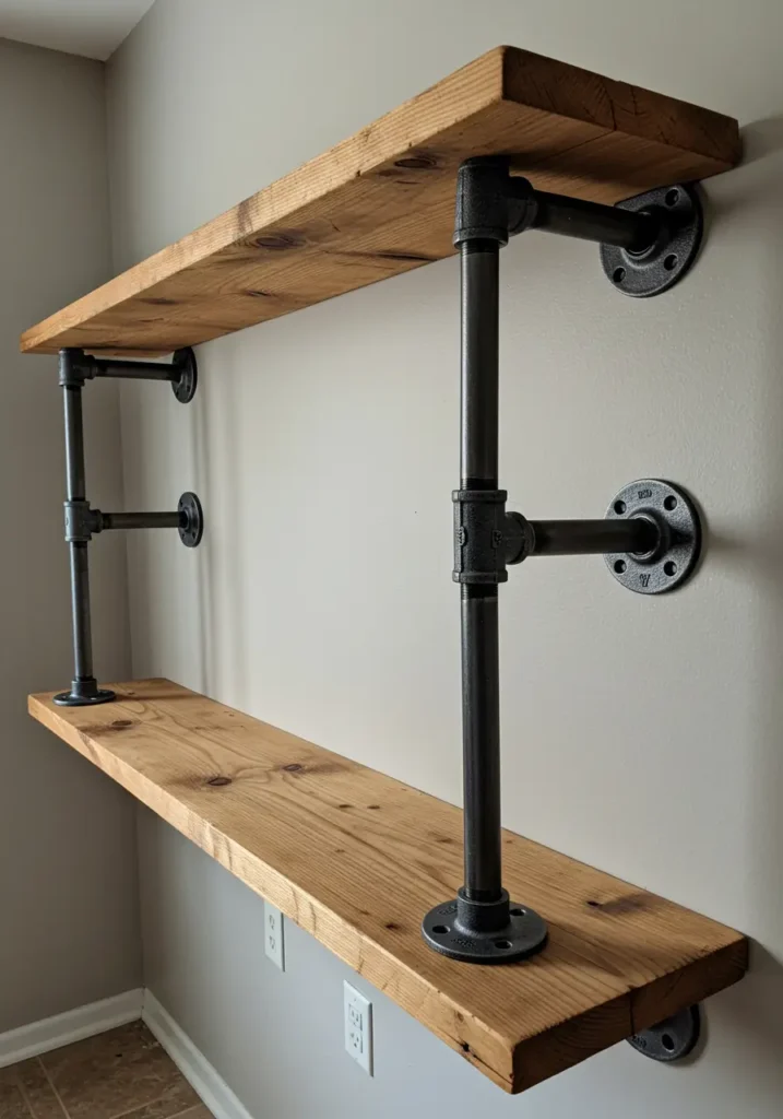 Industrial Pipe Floating Shelves