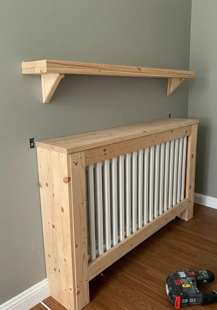 Radiator Cover with Floating Shelf