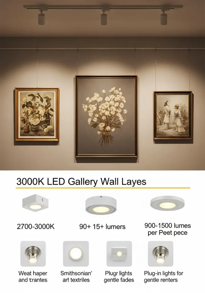 3000K LED Picture Lights for Gallery Wall Layout