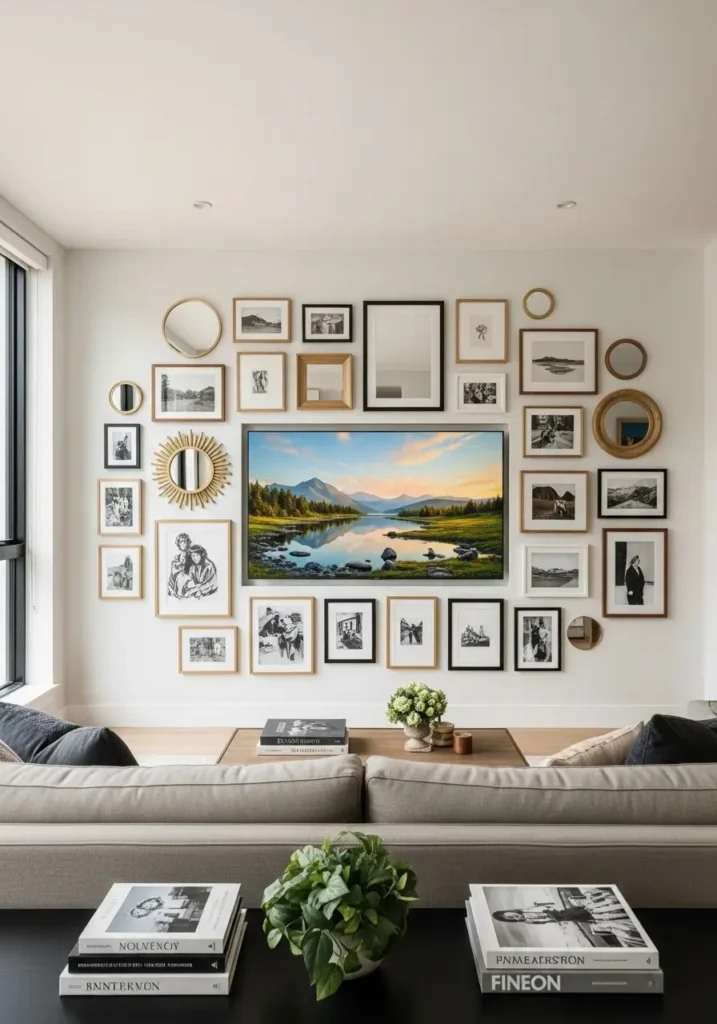 Modern Gallery TV Wall Ideas1