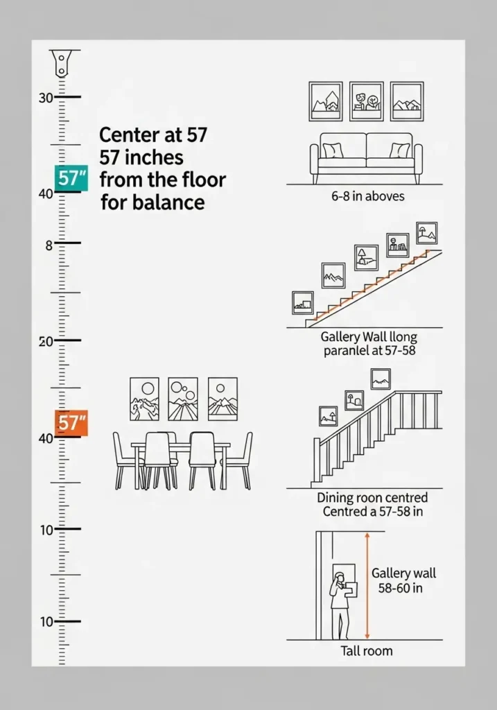 Picture Hanging Height- Gallery Wall Layout