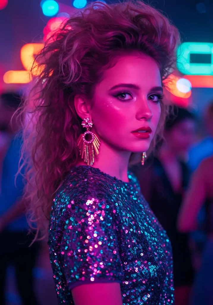 Sequined dress + chunky earrings