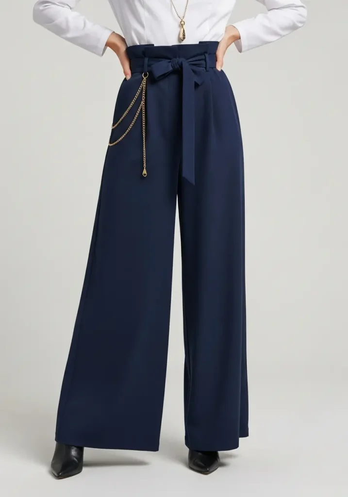 Define Your Waist with a Belt-Wearing Wide-Leg Pants