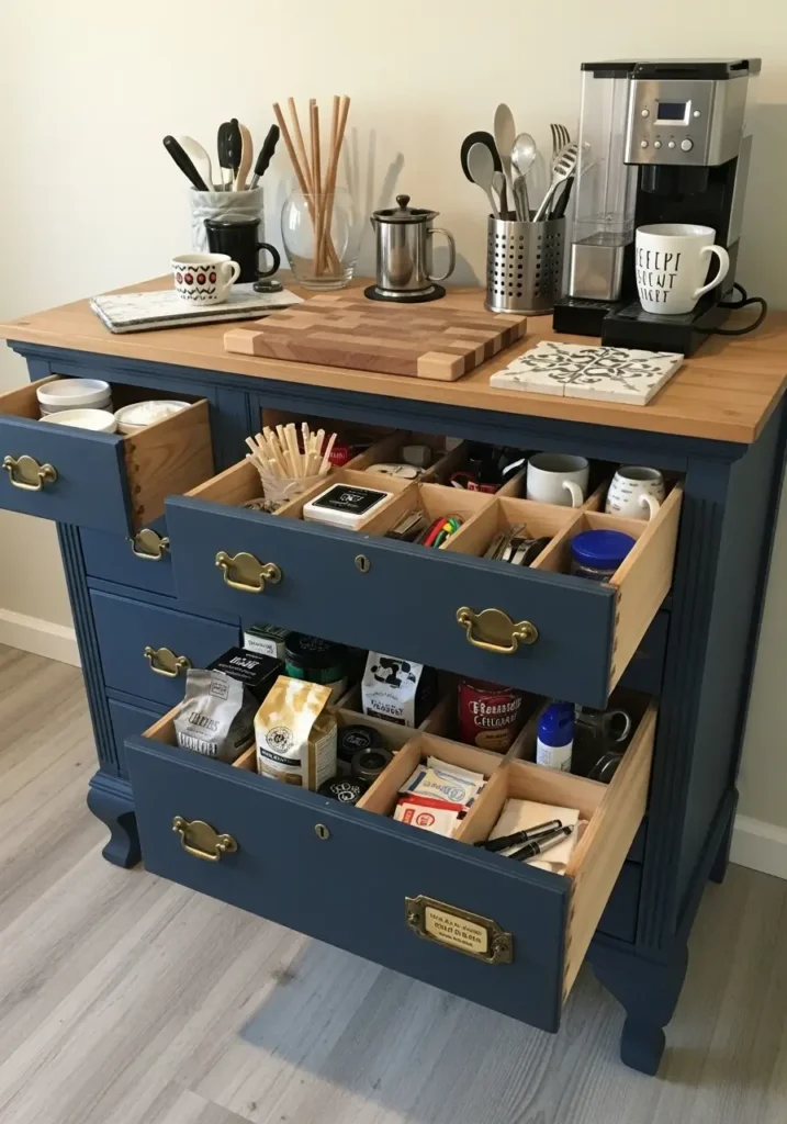 Repurposed Dresser Coffee Station