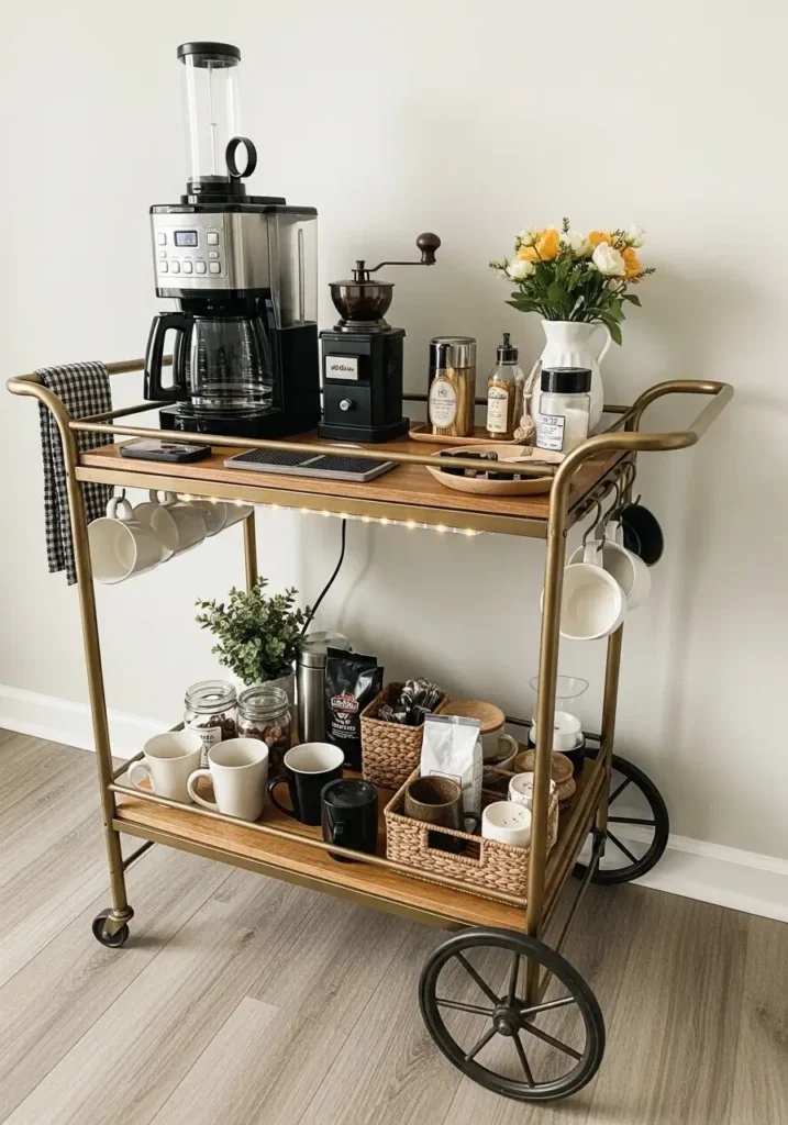 The Vintage Bar Cart Coffee Station