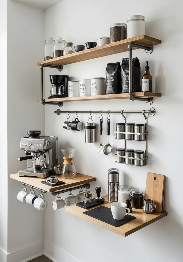 Wall-Mounted Minimalist Coffee Bar